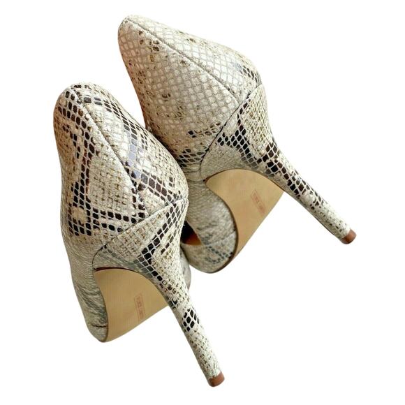 Vince Camuto D’Orsay pumps python pointy toe high heel shoes beige & black 8.5M - Picture 3 of 10